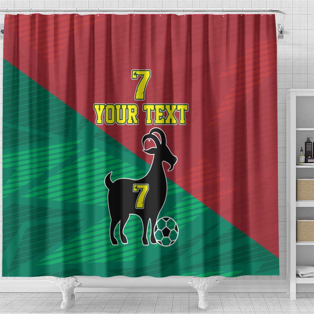 Personalized Portugal 7 Goat Shower Curtain Greatest Of All Time Red Green Vintage LT17