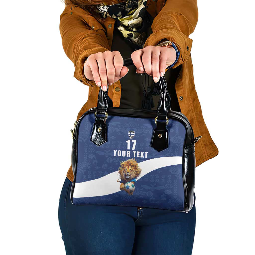 Custom Finland Football Lion Mascot Shoulder Handbag Huuhkajat with Finnish Folk Paterns LT17