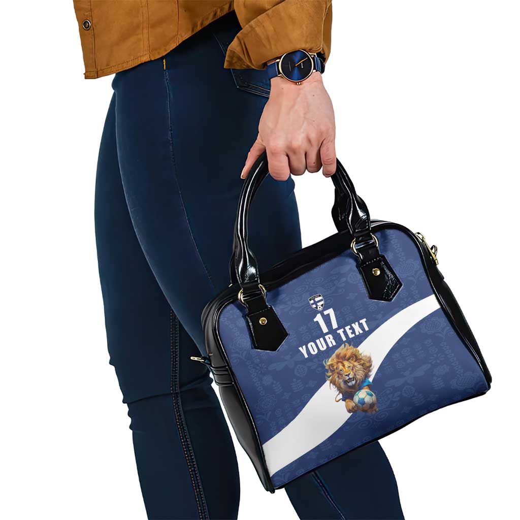 Custom Finland Football Lion Mascot Shoulder Handbag Huuhkajat with Finnish Folk Paterns LT17