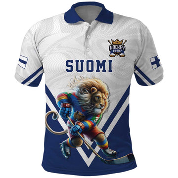 Custom Finland Ice Hockey Lion Mascot Polo Shirt Sporty Style Come on Leijonat LT17