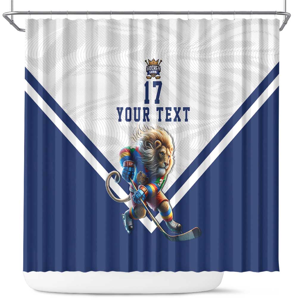 Custom Finland Ice Hockey Lion Mascot Shower Curtain Sporty Style Come on Leijonat LT17