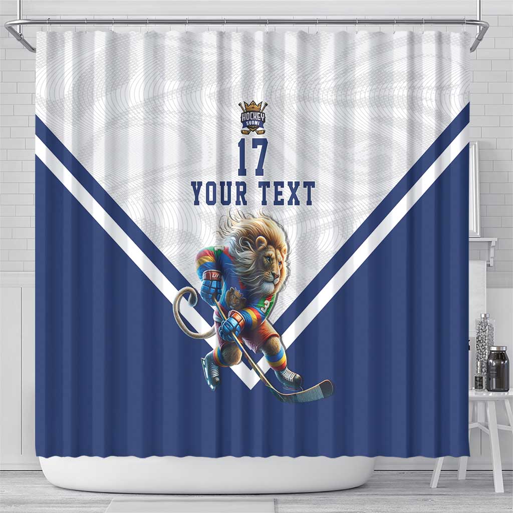 Custom Finland Ice Hockey Lion Mascot Shower Curtain Sporty Style Come on Leijonat LT17