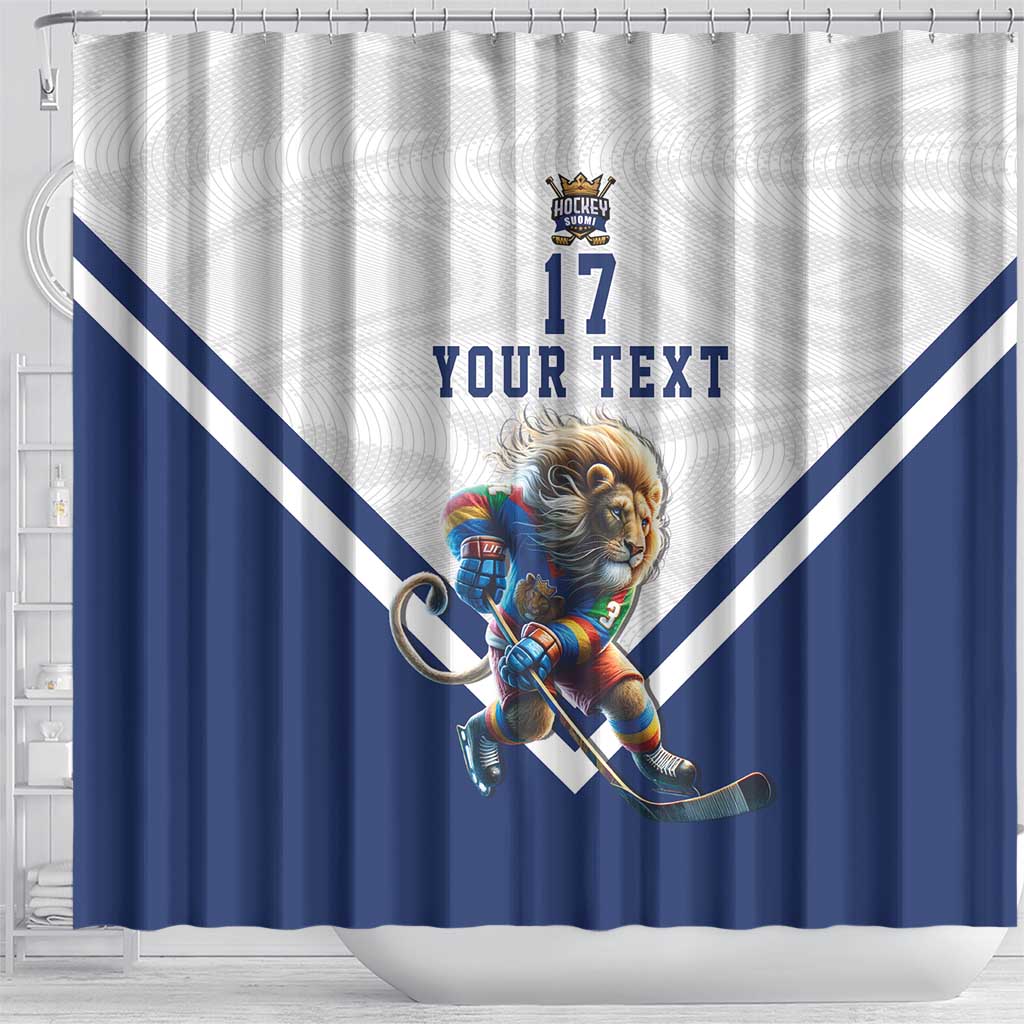 Custom Finland Ice Hockey Lion Mascot Shower Curtain Sporty Style Come on Leijonat LT17