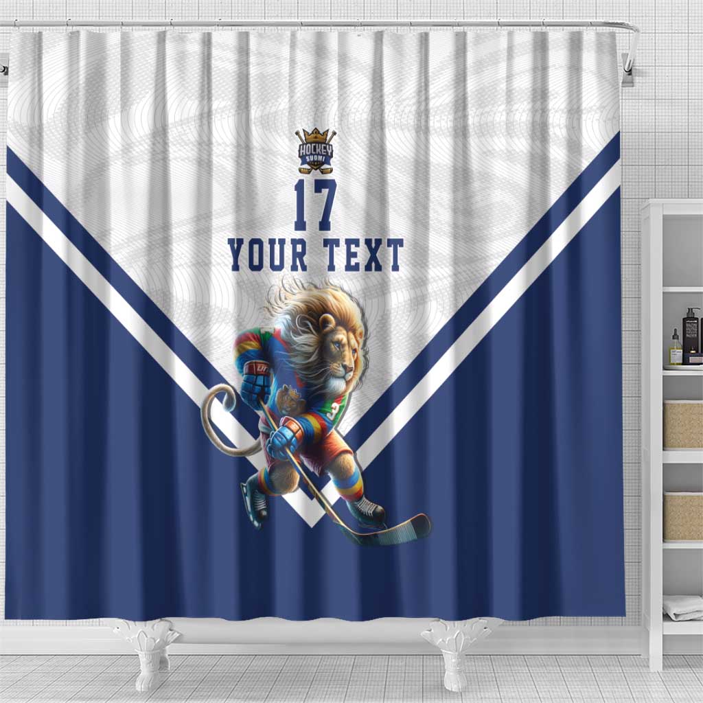 Custom Finland Ice Hockey Lion Mascot Shower Curtain Sporty Style Come on Leijonat LT17