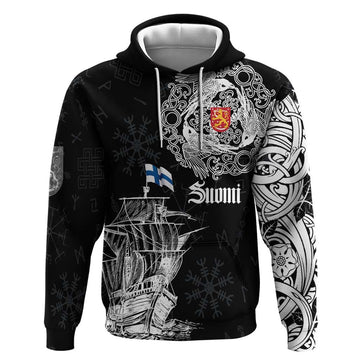 Finland Vikings Culture Hoodie Suomi Viking Ships LT17