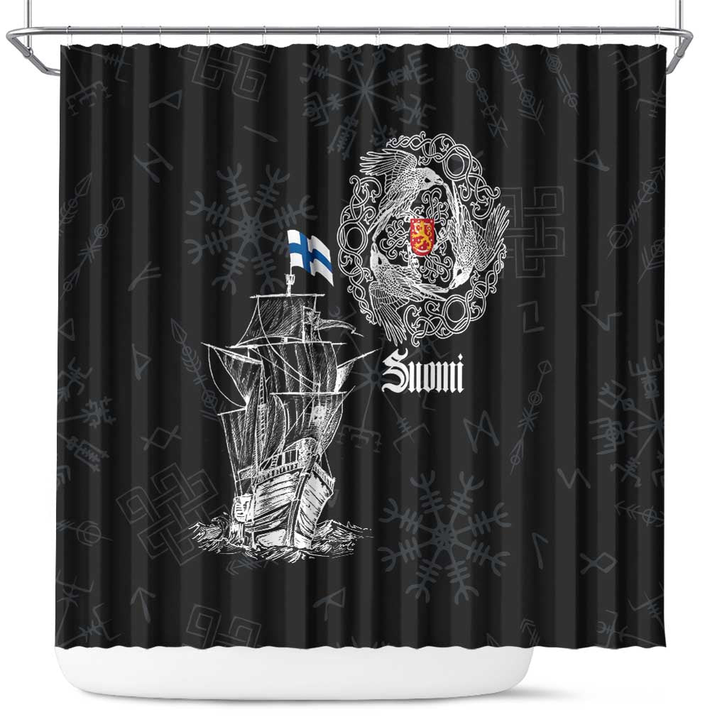 Finland Vikings Culture Shower Curtain Suomi Viking Ships LT17
