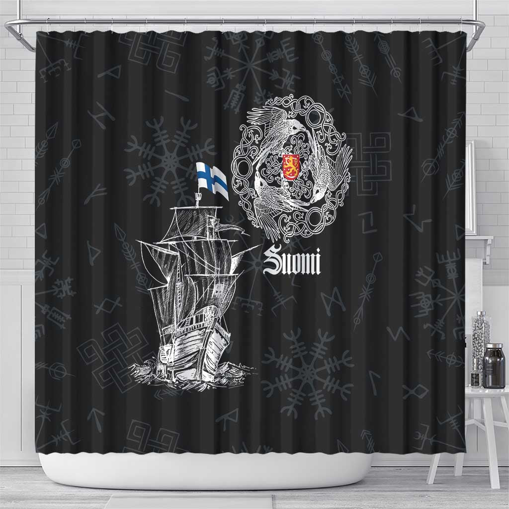 Finland Vikings Culture Shower Curtain Suomi Viking Ships LT17