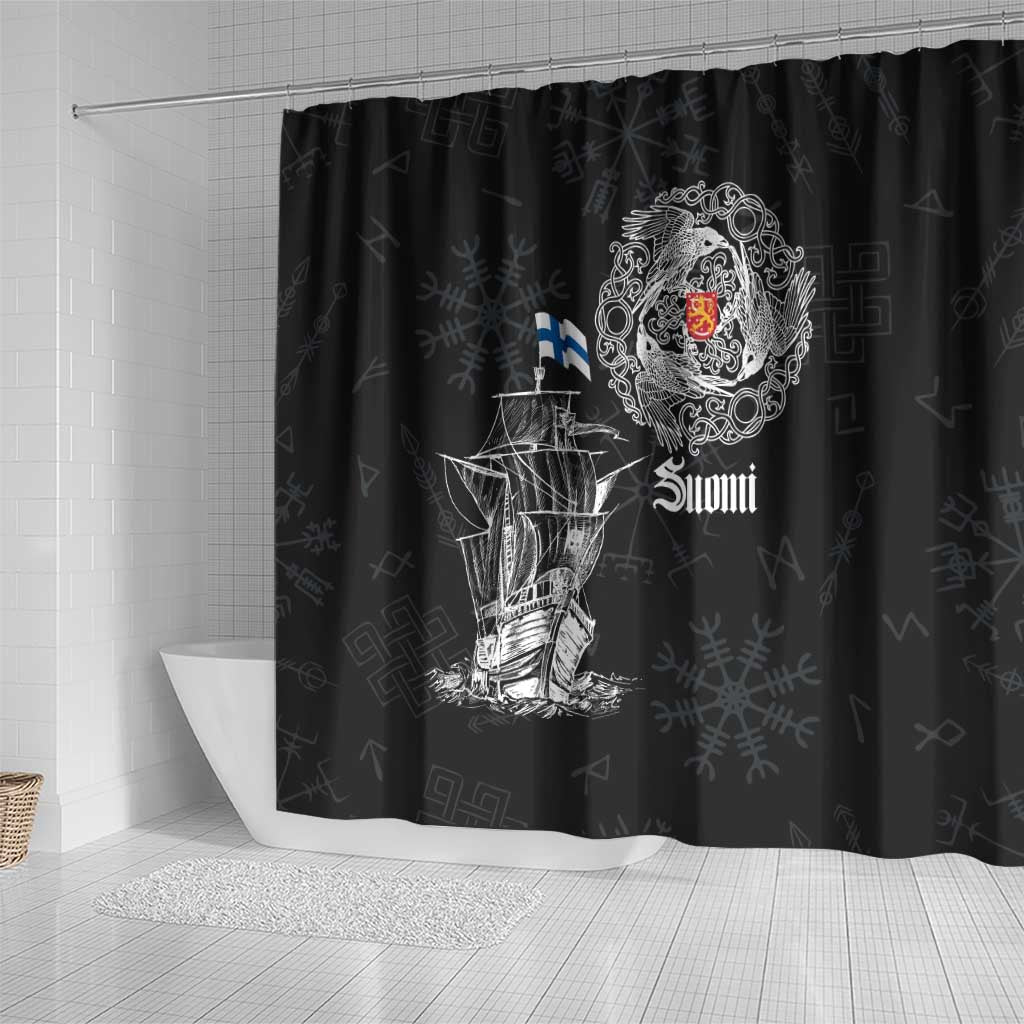 Finland Vikings Culture Shower Curtain Suomi Viking Ships LT17