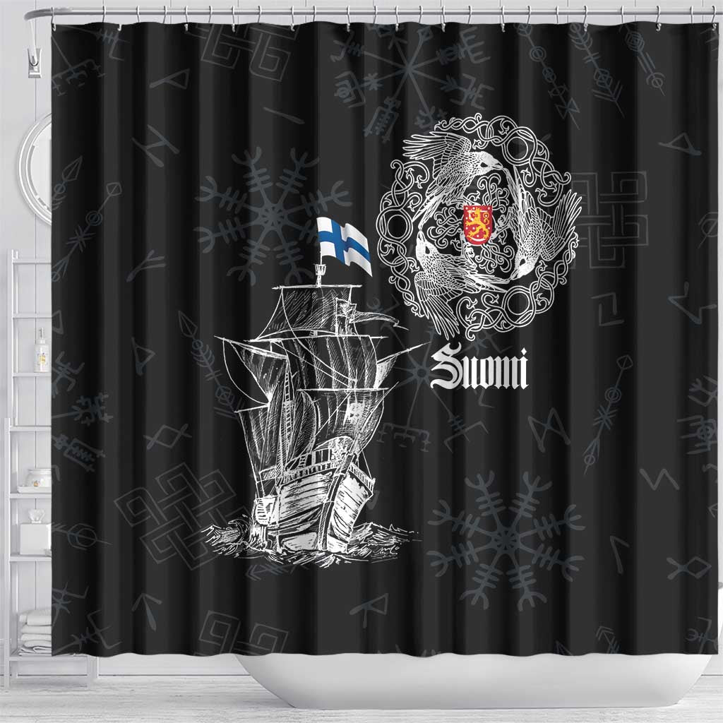 Finland Vikings Culture Shower Curtain Suomi Viking Ships LT17
