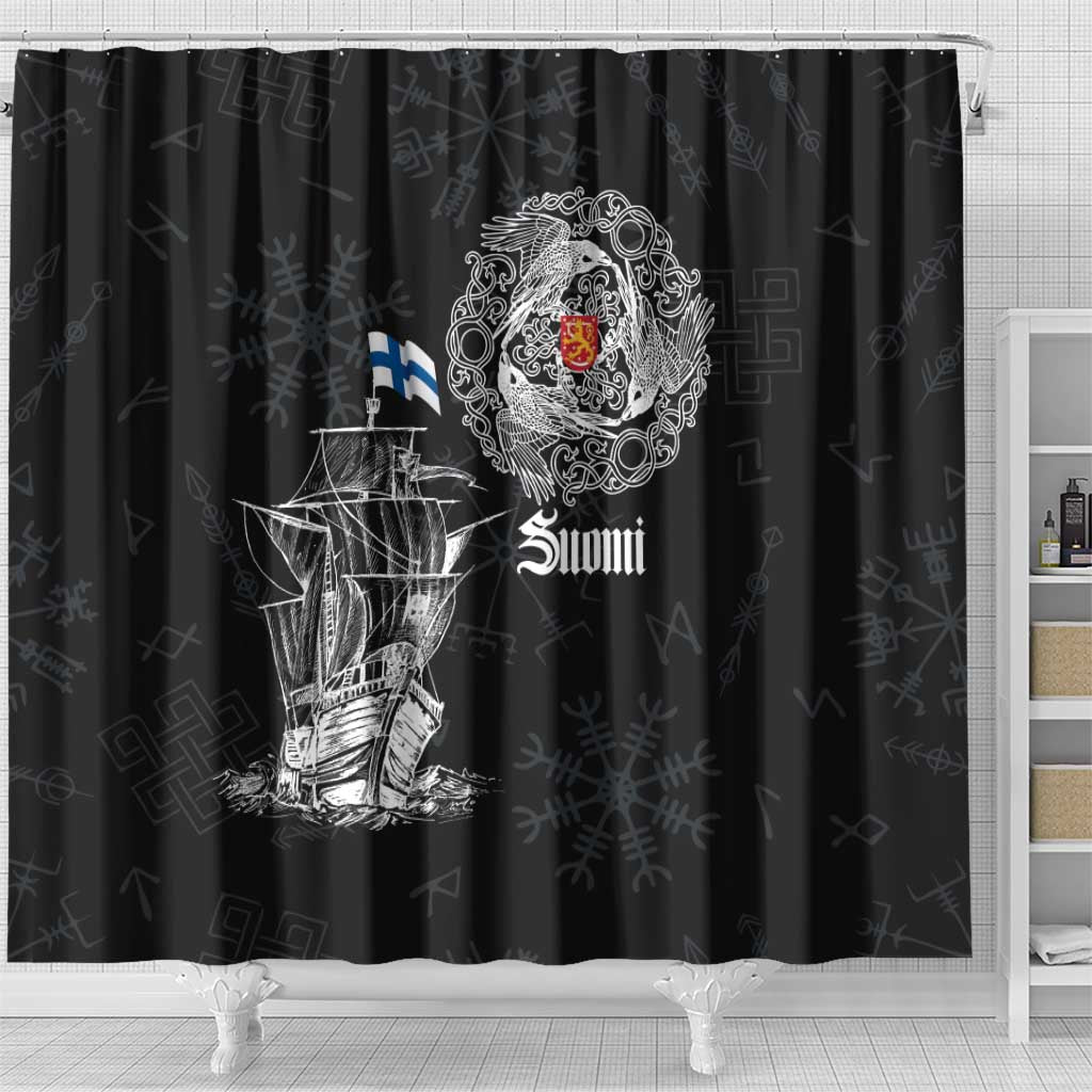 Finland Vikings Culture Shower Curtain Suomi Viking Ships LT17