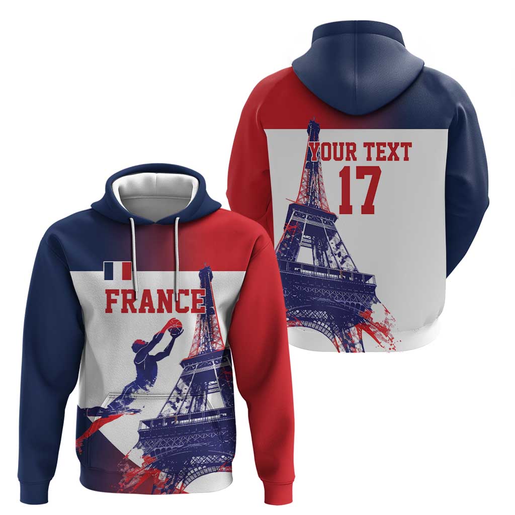 Custom France Basketball Hoodie Eiffel Tower Sporty Style LT17