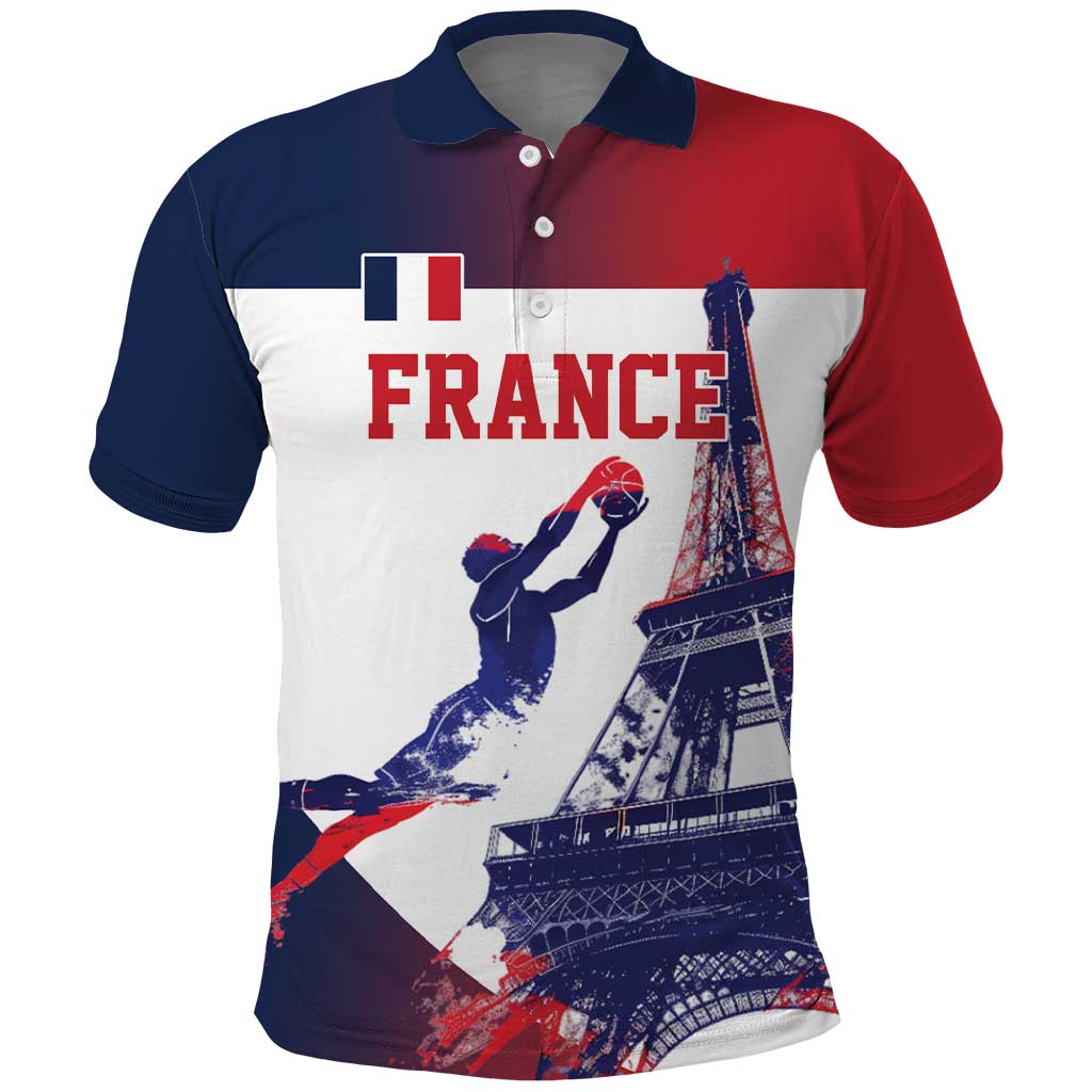 Custom France Basketball Polo Shirt Eiffel Tower Sporty Style LT17