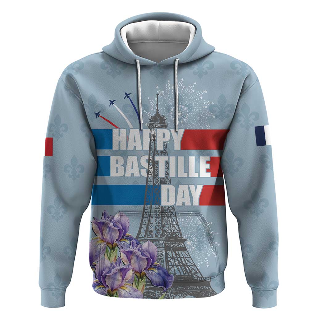 Personalized Fance Le 14 Juillet Hoodie Eiffel Tower with Iris Flower LT17