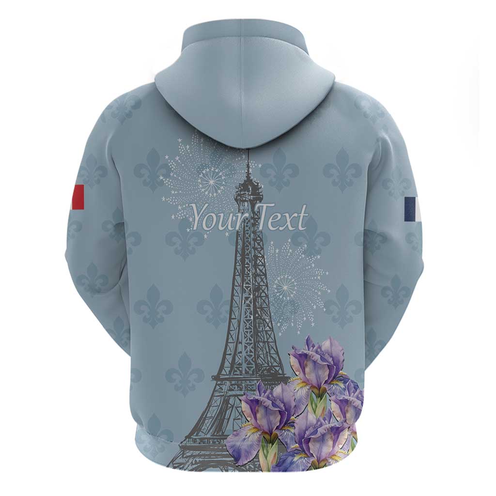 Personalized Fance Le 14 Juillet Hoodie Eiffel Tower with Iris Flower LT17