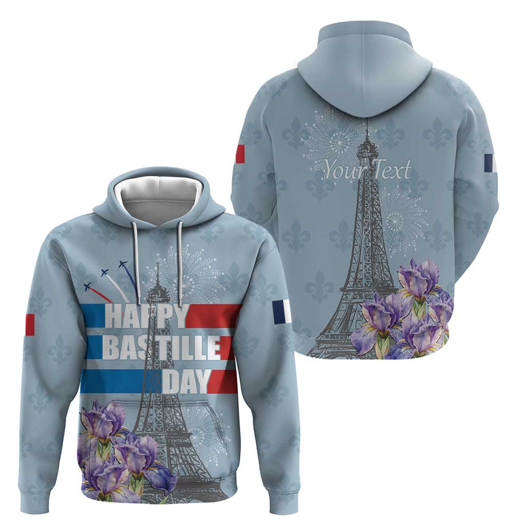 Personalized Fance Le 14 Juillet Hoodie Eiffel Tower with Iris Flower LT17