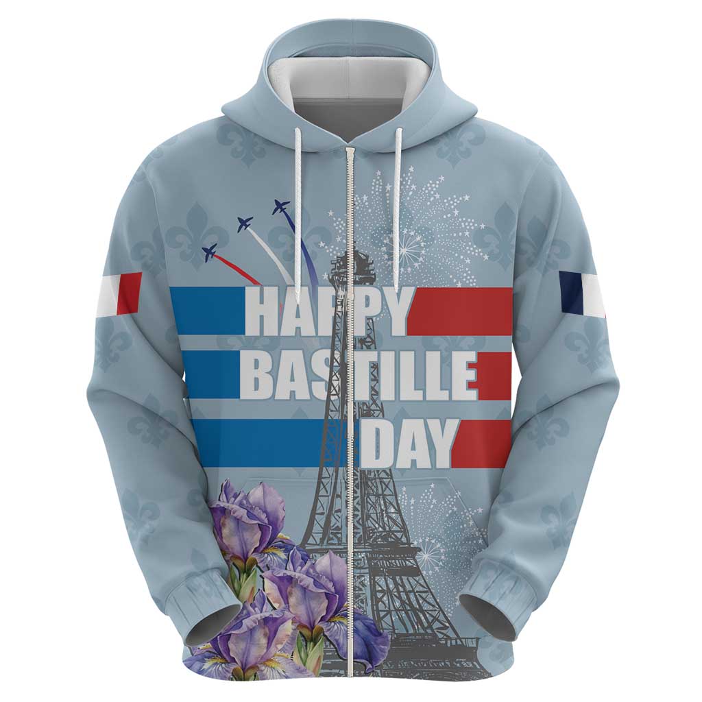 Personalized Fance Le 14 Juillet Hoodie Eiffel Tower with Iris Flower LT17