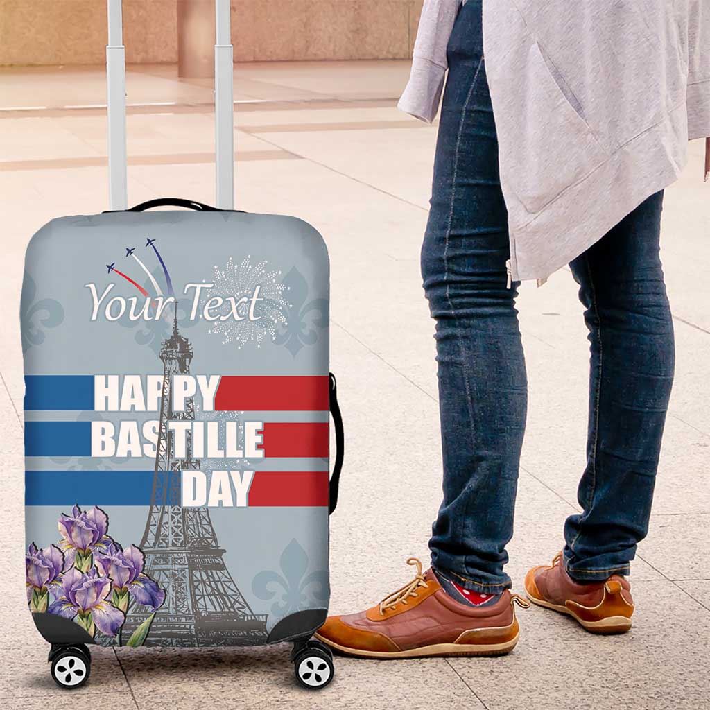 Personalized Fance Le 14 Juillet Luggage Cover Eiffel Tower with Iris Flower LT17