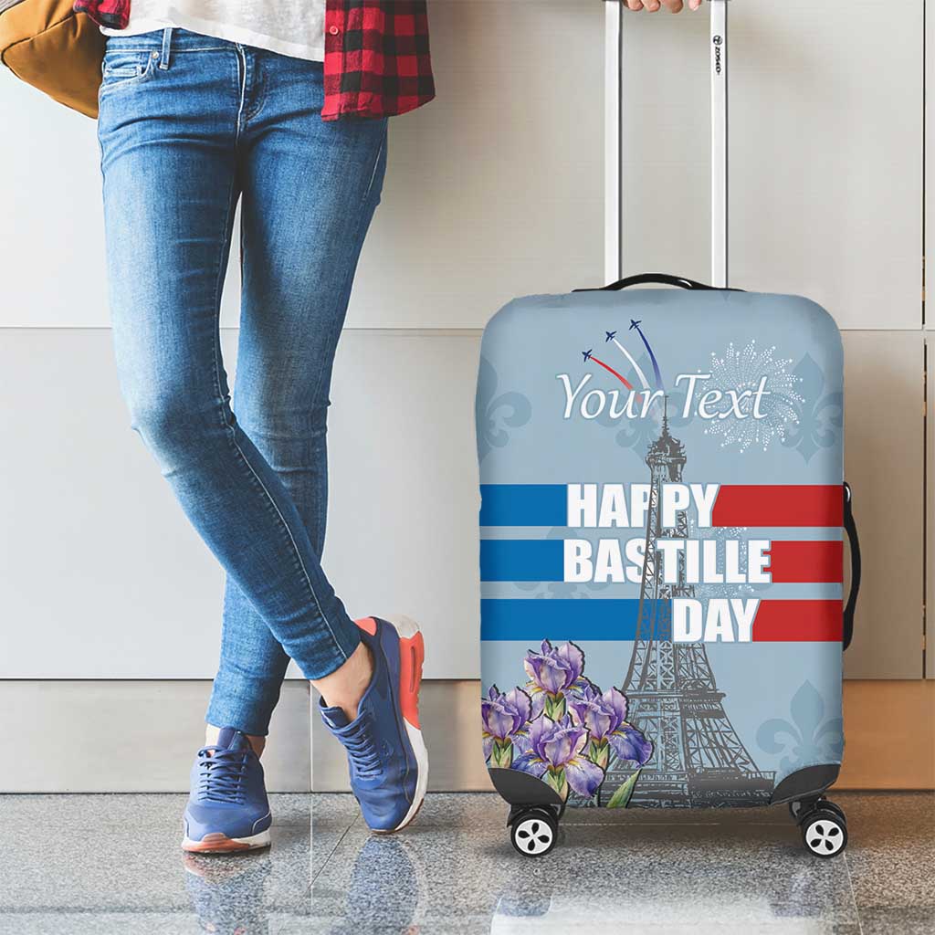Personalized Fance Le 14 Juillet Luggage Cover Eiffel Tower with Iris Flower LT17