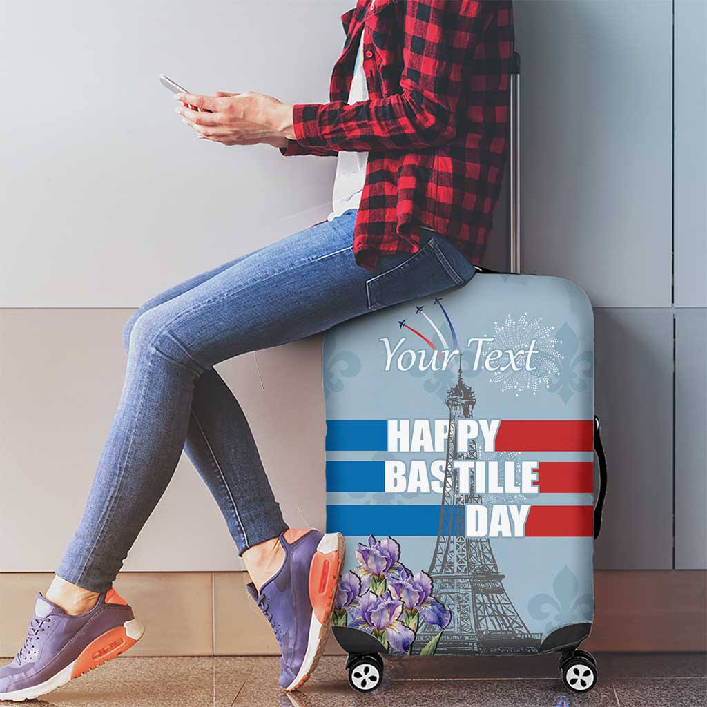 Personalized Fance Le 14 Juillet Luggage Cover Eiffel Tower with Iris Flower LT17