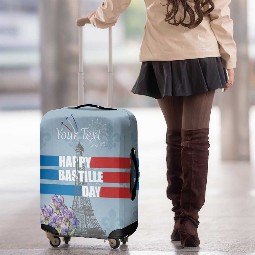 Personalized Fance Le 14 Juillet Luggage Cover Eiffel Tower with Iris Flower LT17