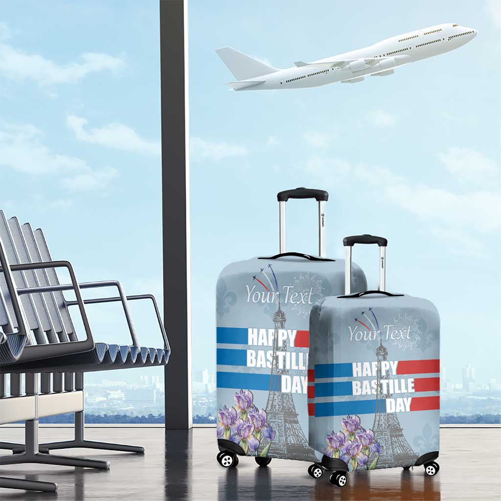 Personalized Fance Le 14 Juillet Luggage Cover Eiffel Tower with Iris Flower LT17