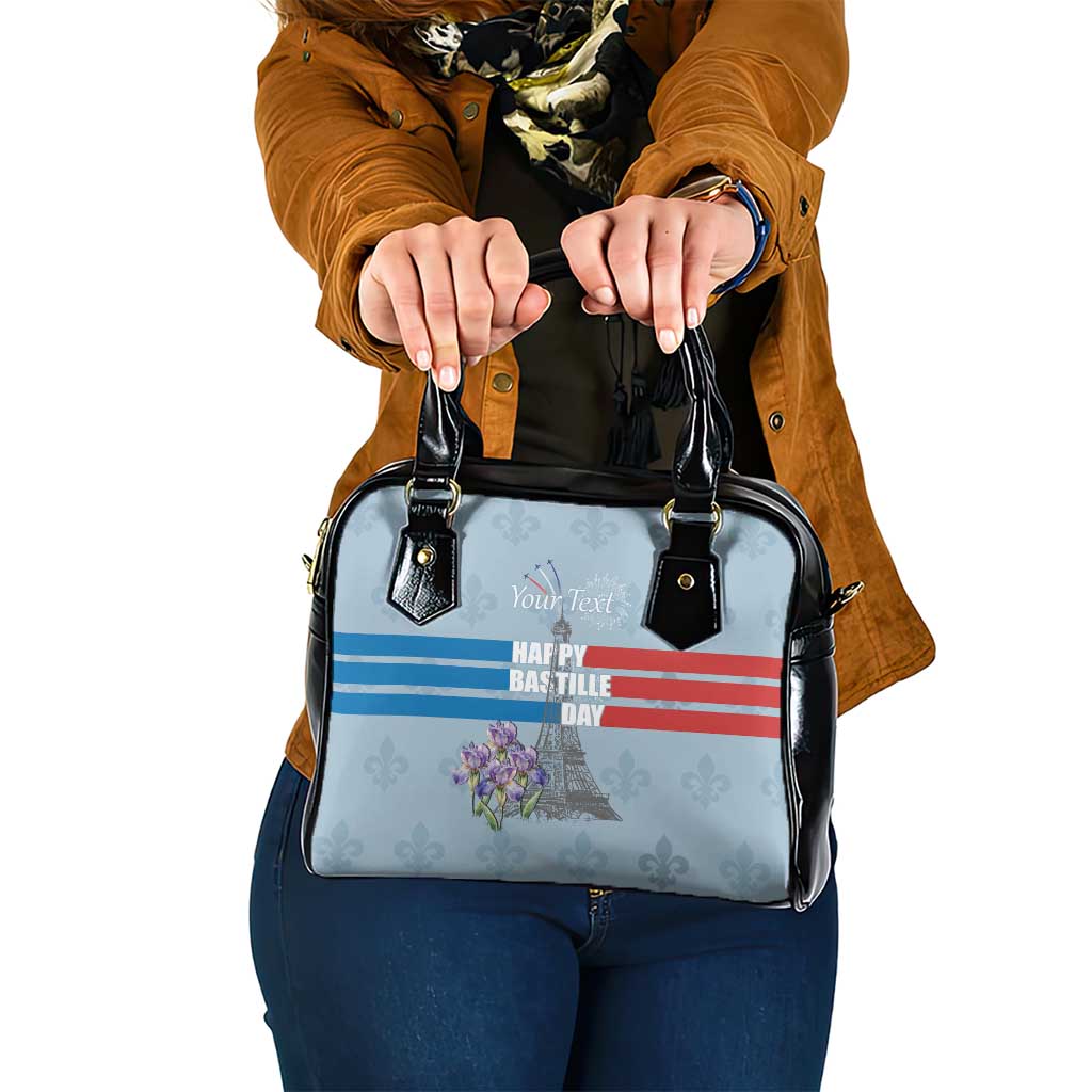 Personalized Fance Le 14 Juillet Shoulder Handbag Eiffel Tower with Iris Flower LT17
