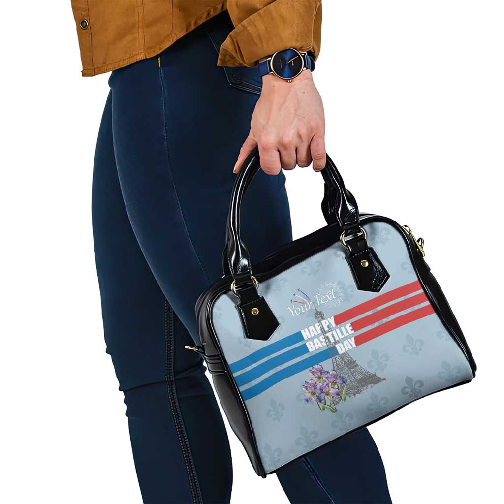 Personalized Fance Le 14 Juillet Shoulder Handbag Eiffel Tower with Iris Flower LT17