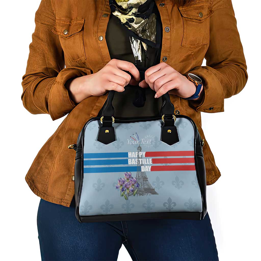 Personalized Fance Le 14 Juillet Shoulder Handbag Eiffel Tower with Iris Flower LT17