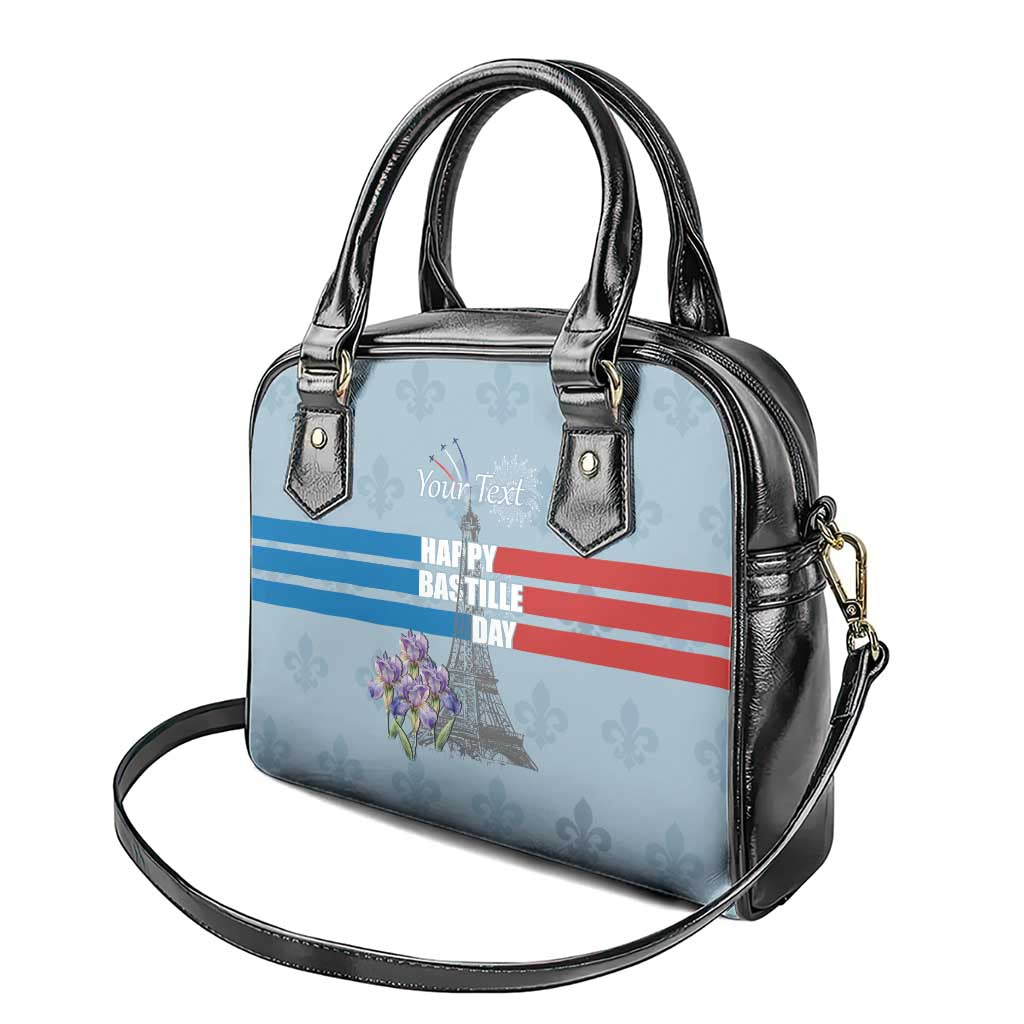 Personalized Fance Le 14 Juillet Shoulder Handbag Eiffel Tower with Iris Flower LT17