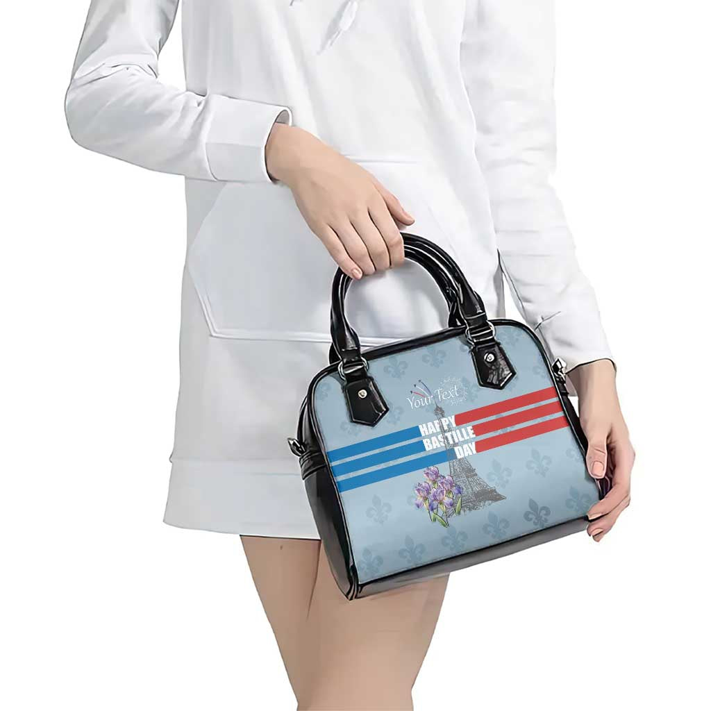 Personalized Fance Le 14 Juillet Shoulder Handbag Eiffel Tower with Iris Flower LT17