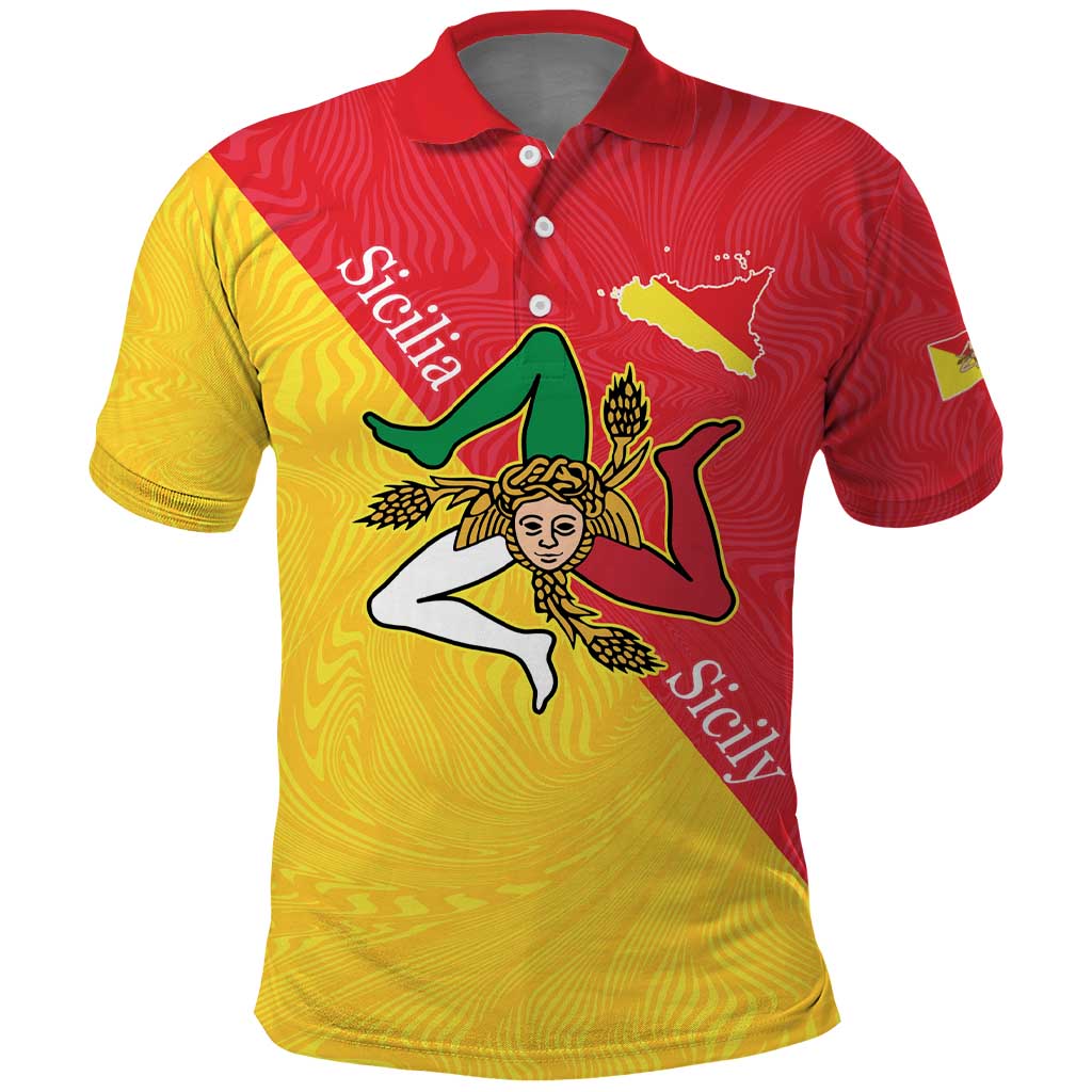 Personalized Italy Sicily Polo Shirt Sicilia Gorgoneion with Triskeles LT17