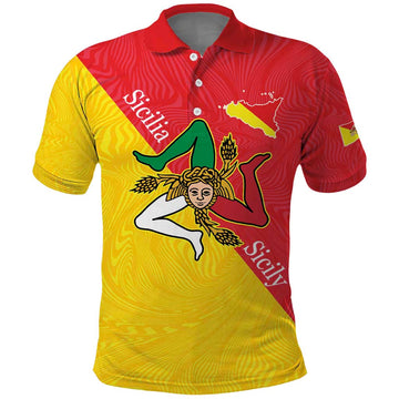 Personalized Italy Sicily Polo Shirt Sicilia Gorgoneion with Triskeles LT17