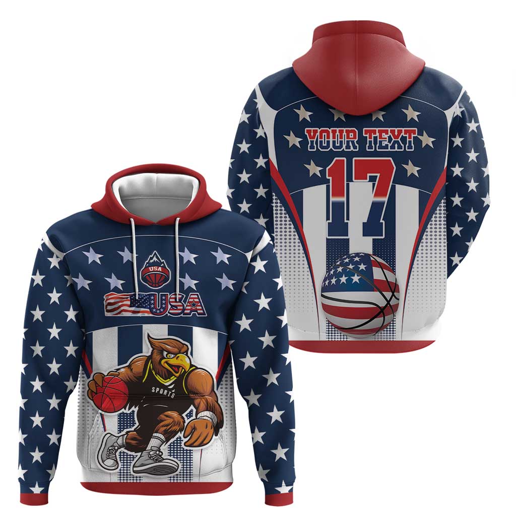 Custom United States Basketball Hoodie USA Eagle Mascot Style LT17