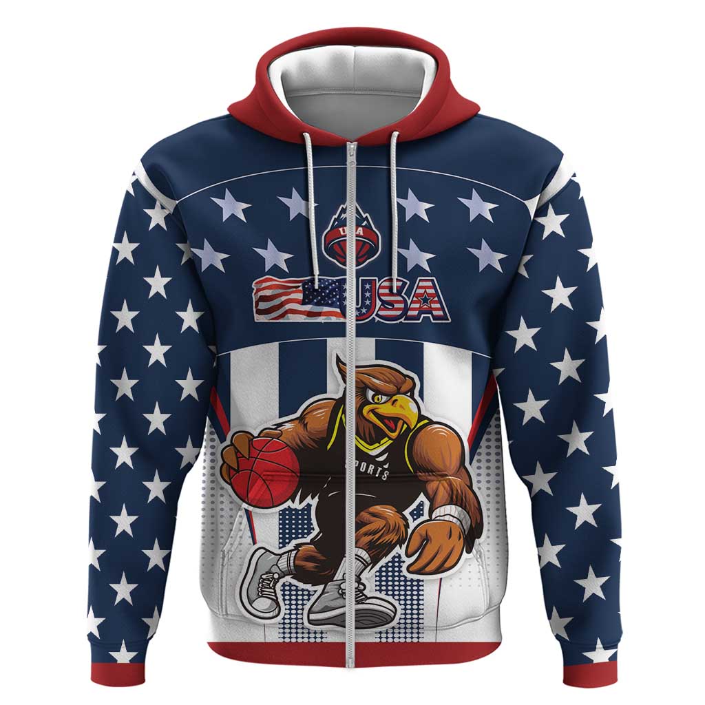 Custom United States Basketball Hoodie USA Eagle Mascot Style LT17