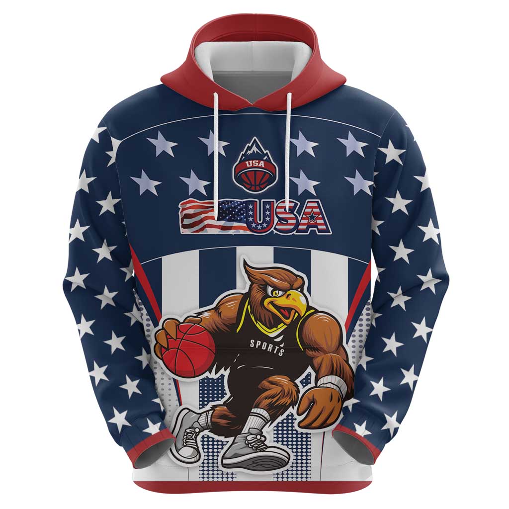 Custom United States Basketball Hoodie USA Eagle Mascot Style LT17
