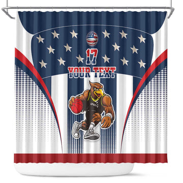 Custom United States Basketball Shower Curtain USA Eagle Mascot Style LT17