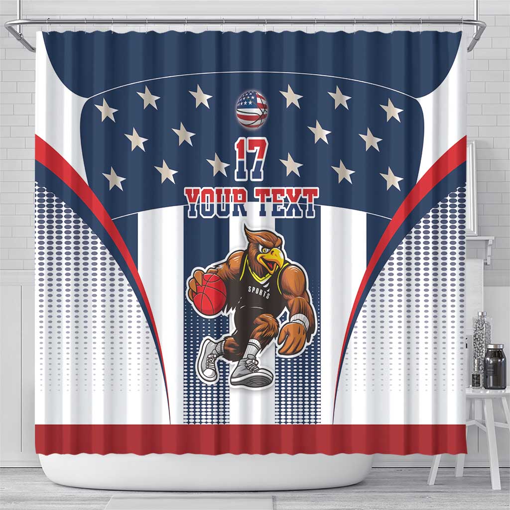 Custom United States Basketball Shower Curtain USA Eagle Mascot Style LT17