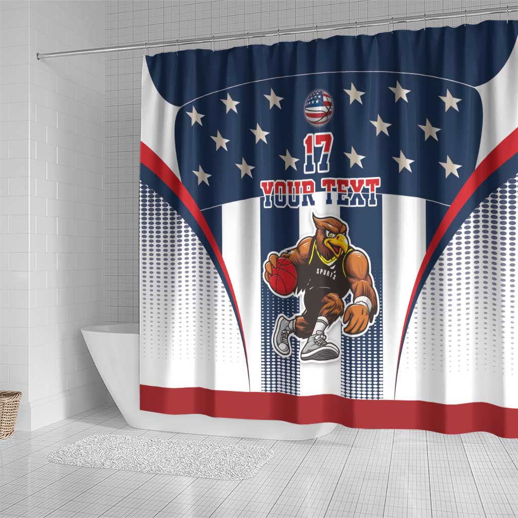 Custom United States Basketball Shower Curtain USA Eagle Mascot Style LT17