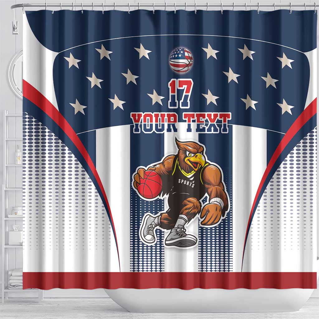 Custom United States Basketball Shower Curtain USA Eagle Mascot Style LT17