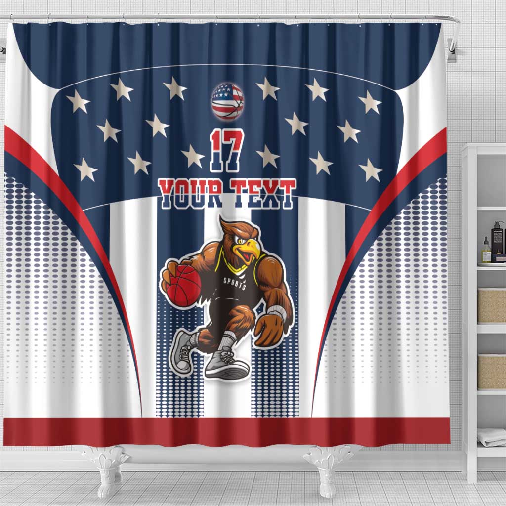 Custom United States Basketball Shower Curtain USA Eagle Mascot Style LT17