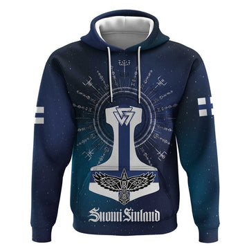 Personalized Finland Drakkar Vikings Hoodie Suomi Flag Viking Thor Runes LT17