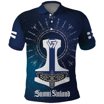 Personalized Finland Drakkar Vikings Polo Shirt Suomi Flag Viking Thor Runes LT17