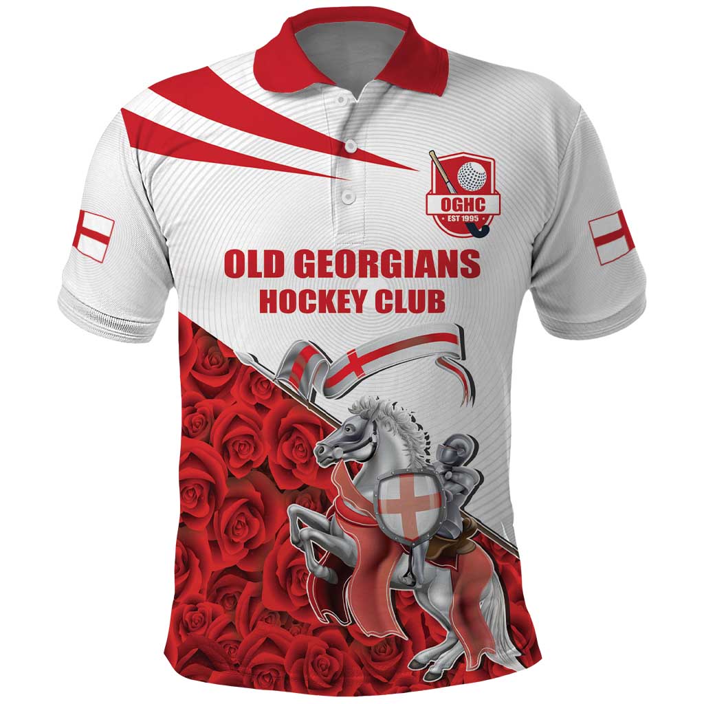 Custom England Field Hockey Champions Polo Shirt Old Georgians Hockey Club Sporty Style LT17
