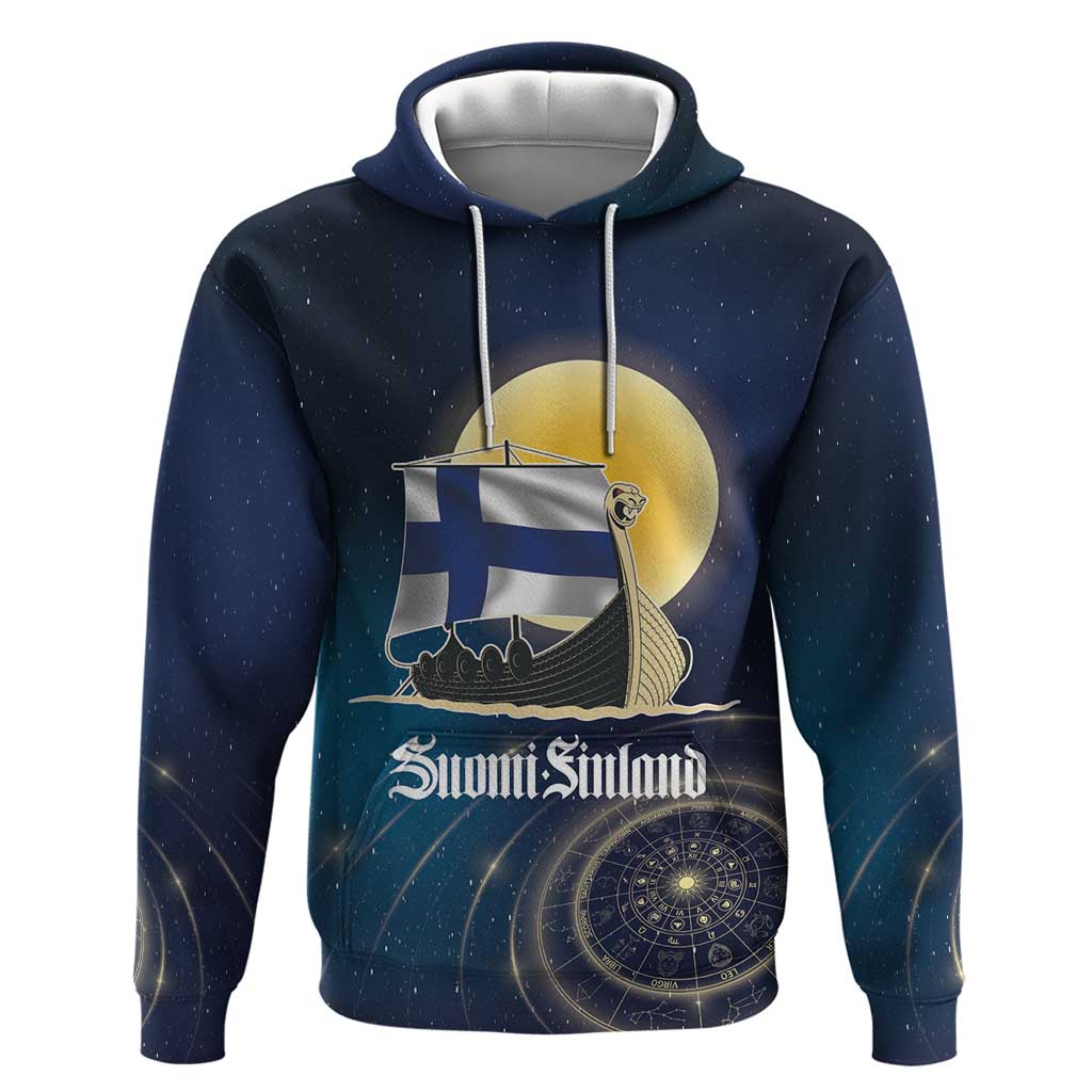 Personalized Finland Drakkar Vikings Hoodie Longships with Vegvisir LT17
