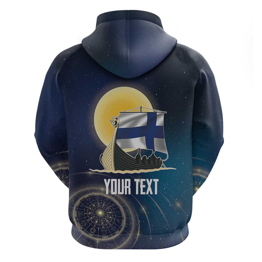 Personalized Finland Drakkar Vikings Hoodie Longships with Vegvisir LT17