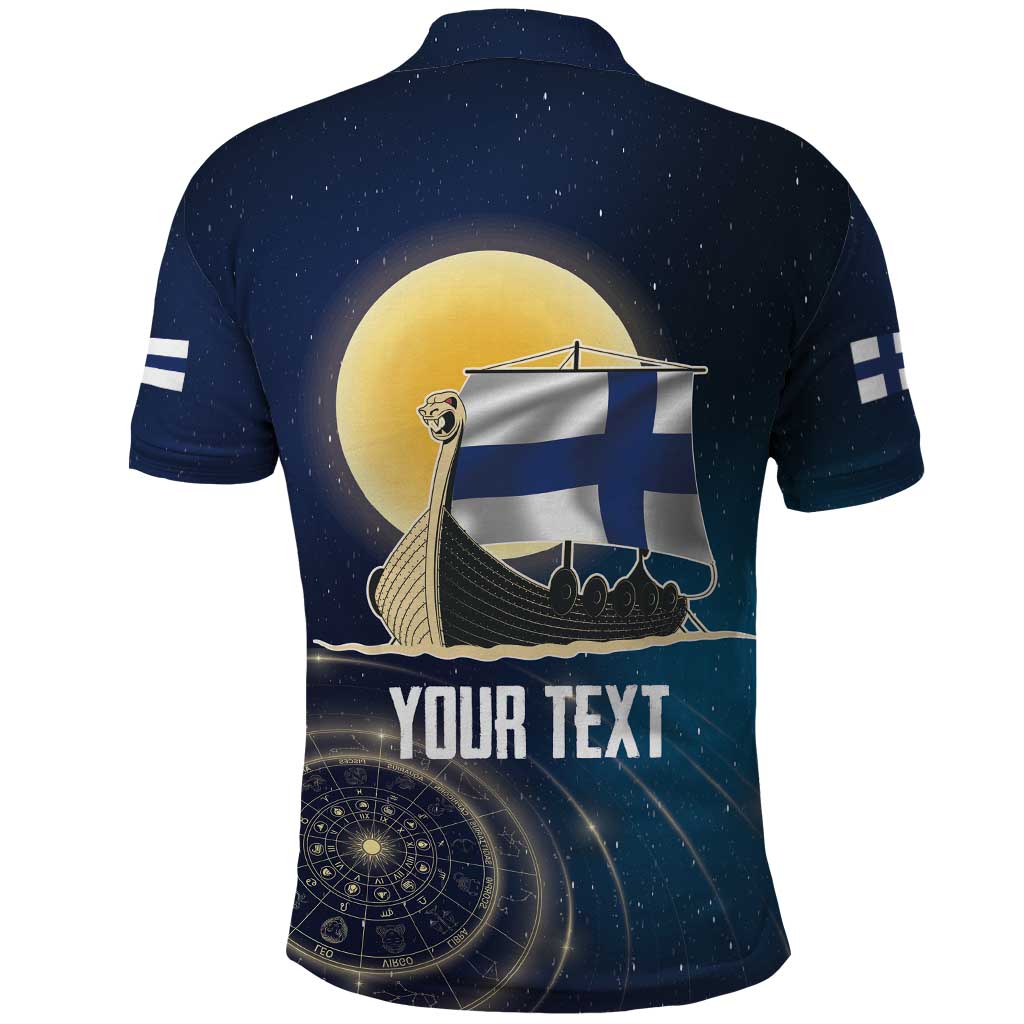 Personalized Finland Drakkar Vikings Polo Shirt Longships with Vegvisir LT17