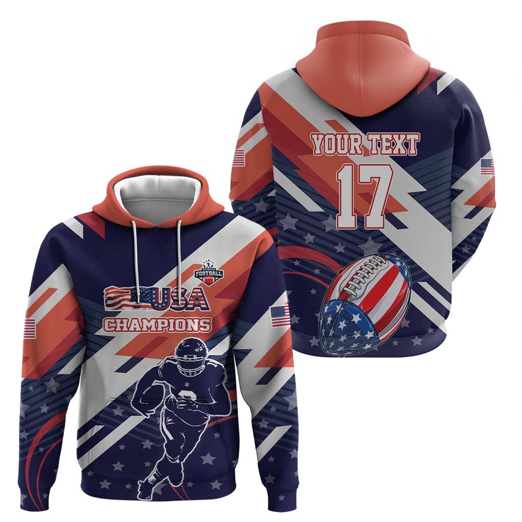 Custom United States American Football Hoodie USA Go Champions Sporty Style LT17