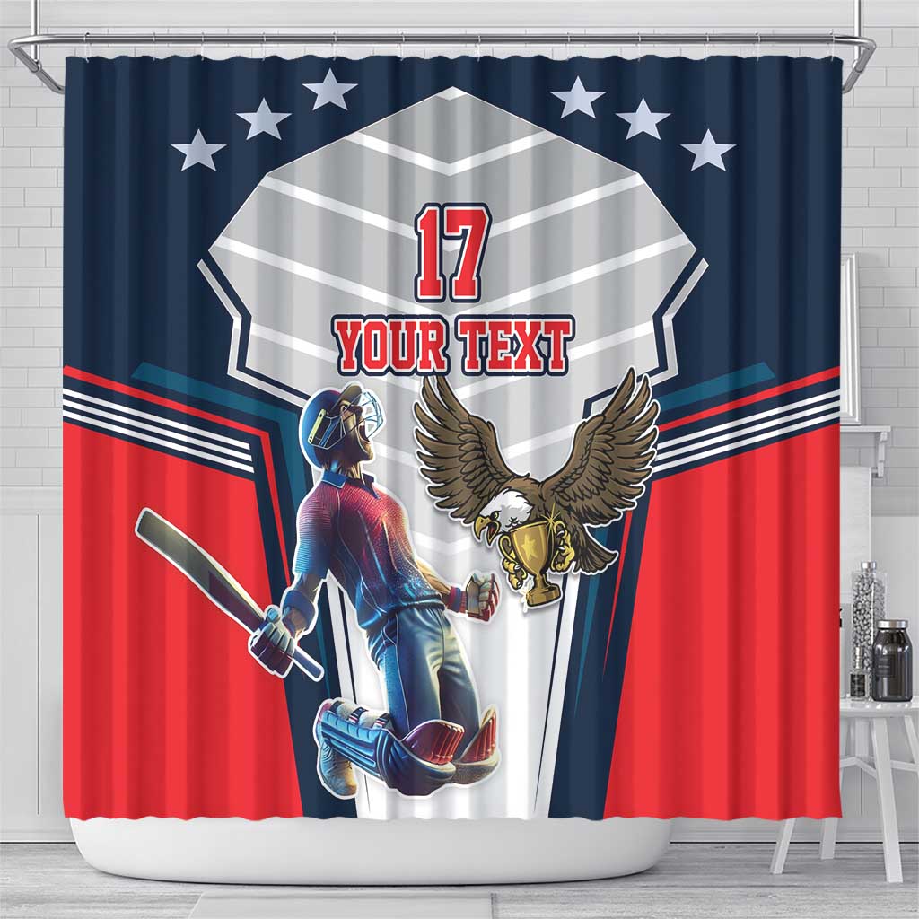 Custom United States Cricket Shower Curtain USA Go Champions and Eagle Mascot Style LT17