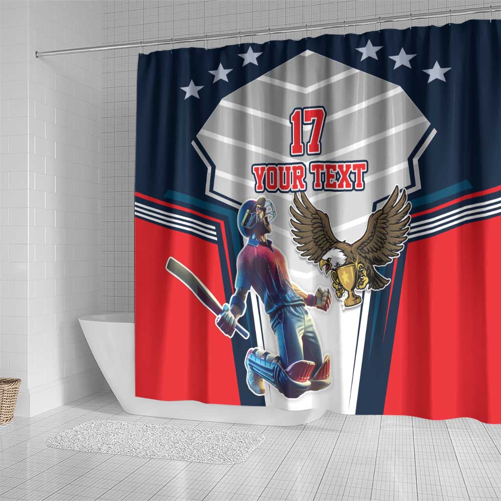Custom United States Cricket Shower Curtain USA Go Champions and Eagle Mascot Style LT17