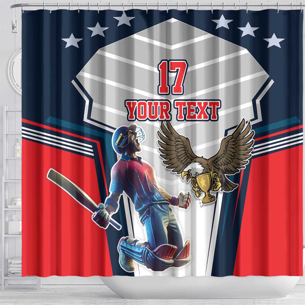Custom United States Cricket Shower Curtain USA Go Champions and Eagle Mascot Style LT17